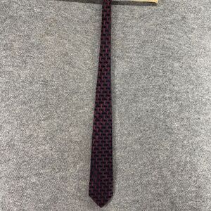 Villa Bugatti Tie Men XL Black Geometric Classic Adjustable Designer Silk Casual